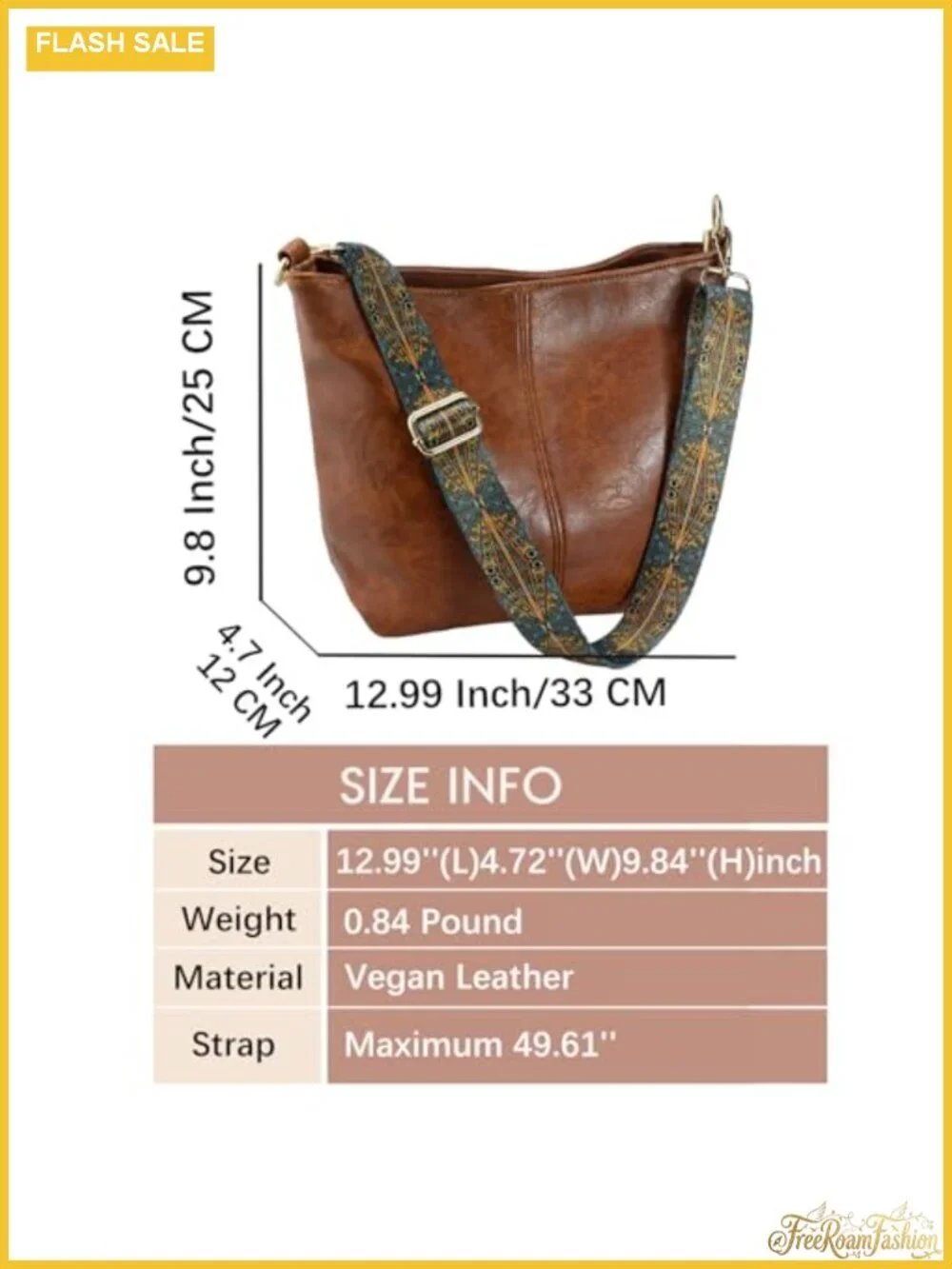 Vegan Leather Hobo Crossbody Bag with Guitar Strap, Zipper Handbag for Women -